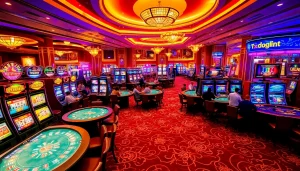 Xocdia88 delivers thrilling casino action with players at tables, slot machines, and poker chips.