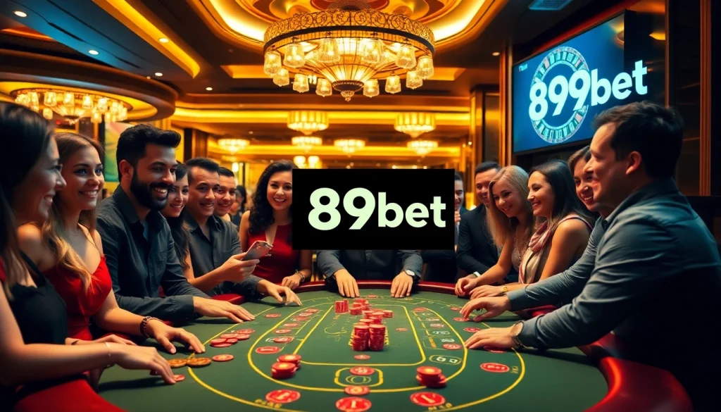 Experience the thrill at 89bet's blackjack table, where players revel in the excitement of high-stakes gambling action.
