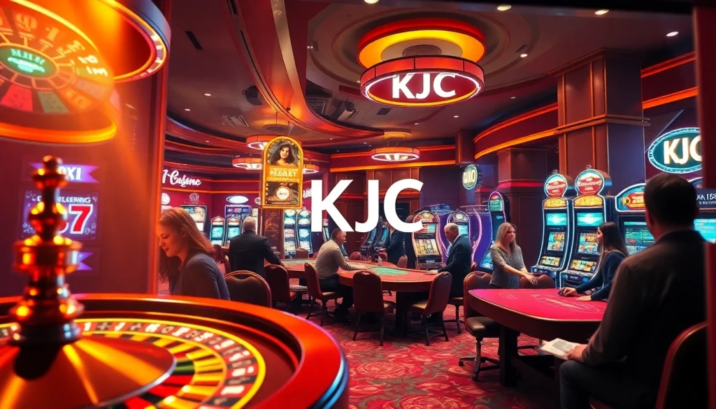 KJC players enjoying an immersive casino experience with vibrant slot machines and live table games.